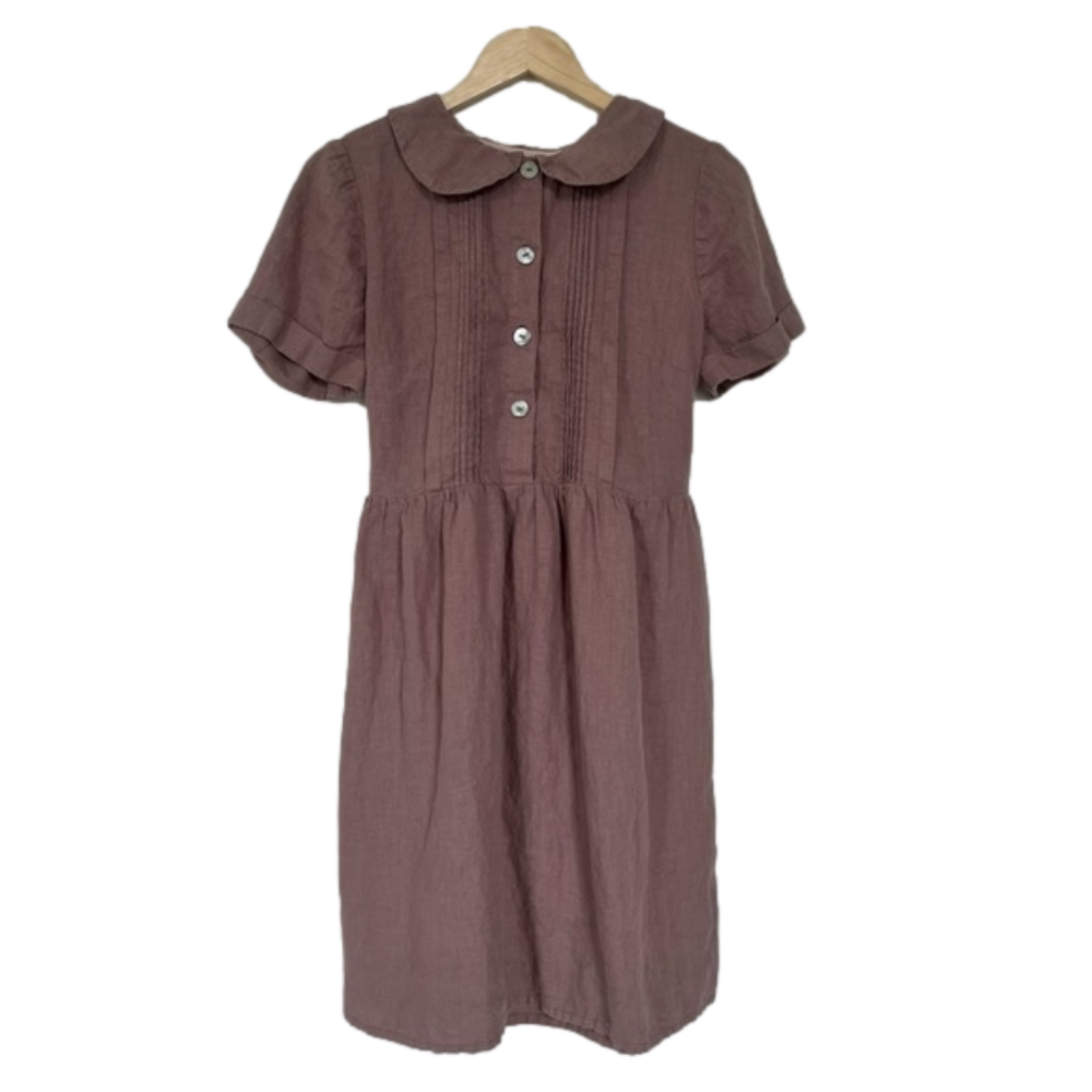 Brown Linen Cottagecore Cotton Candy Wear Retro Above the Knee Dress Size Medium
